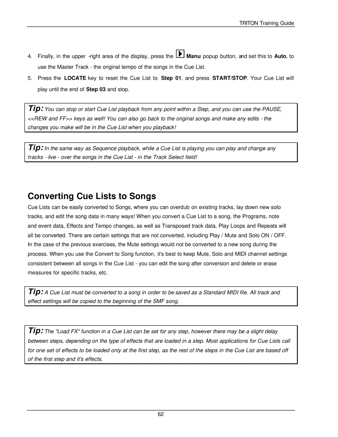 Korg Musical Instrument manual Converting Cue Lists to Songs 