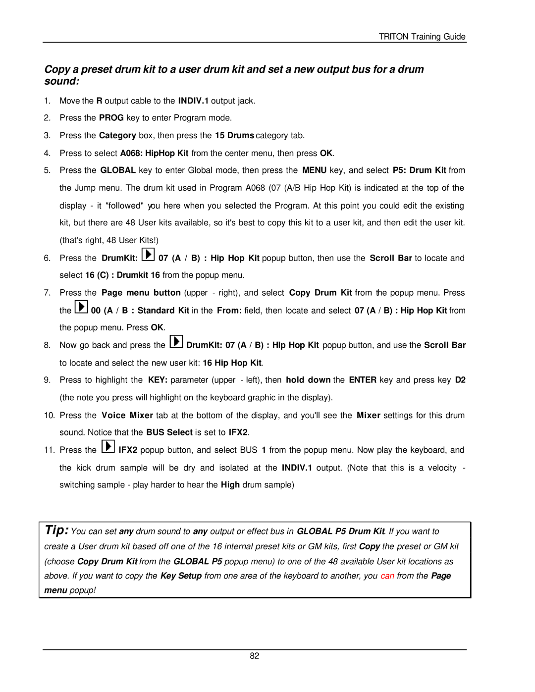 Korg Musical Instrument manual Triton Training Guide 