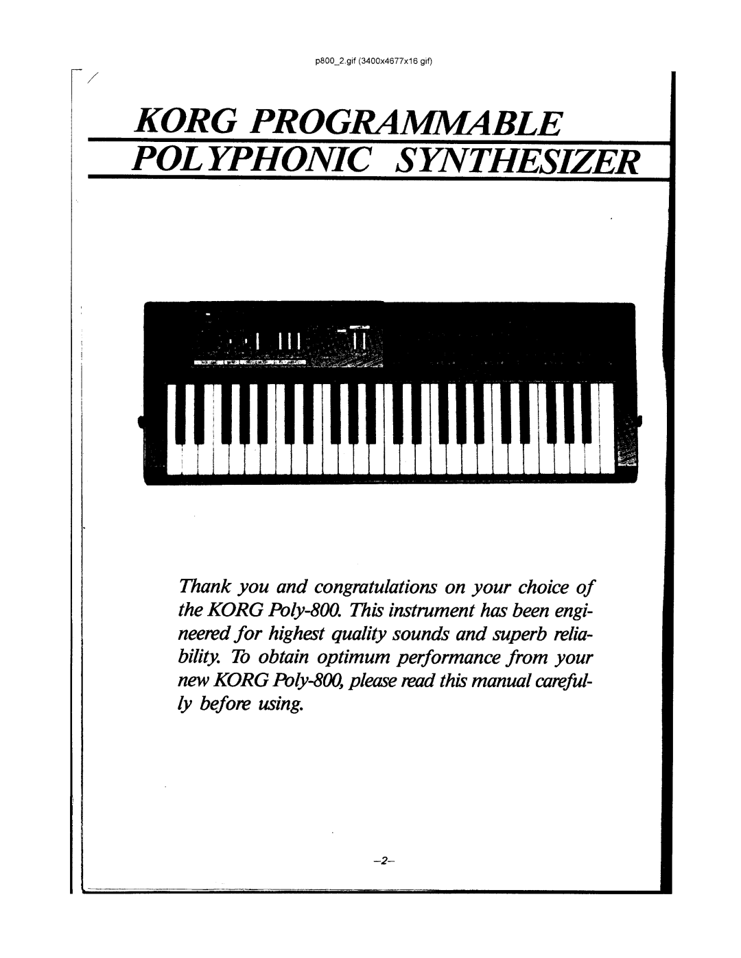 Korg POLY-800 manual 