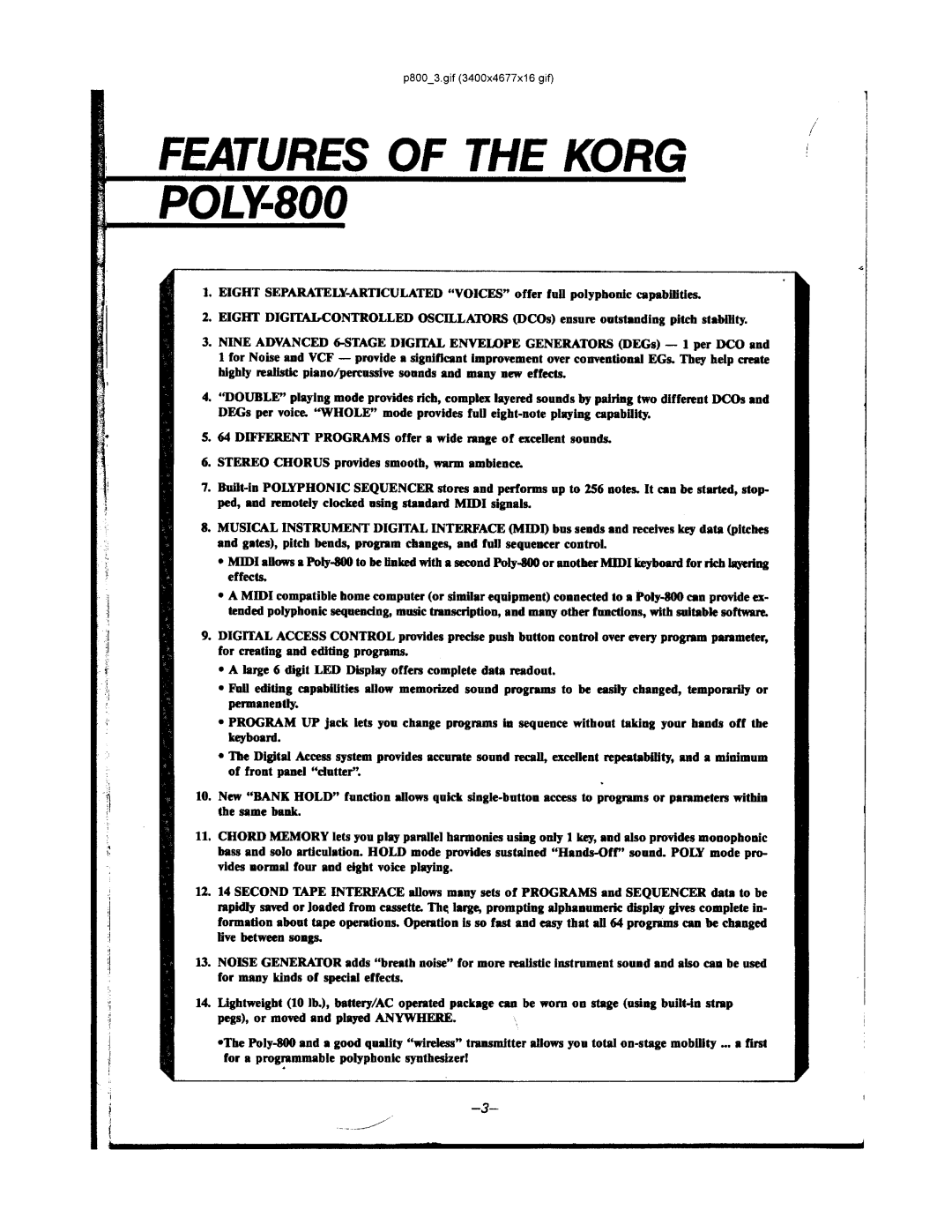 Korg POLY-800 manual 