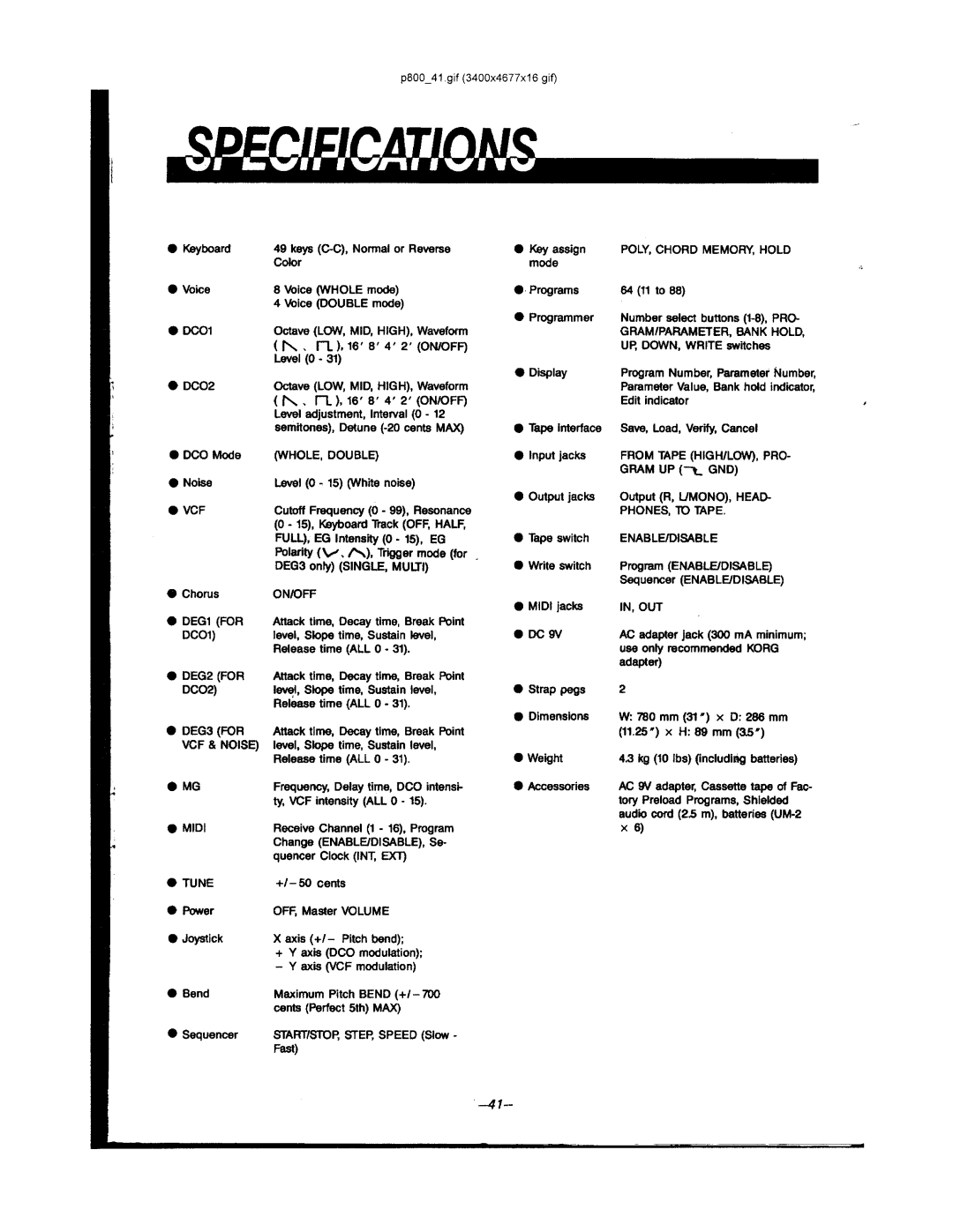 Korg POLY-800 manual 