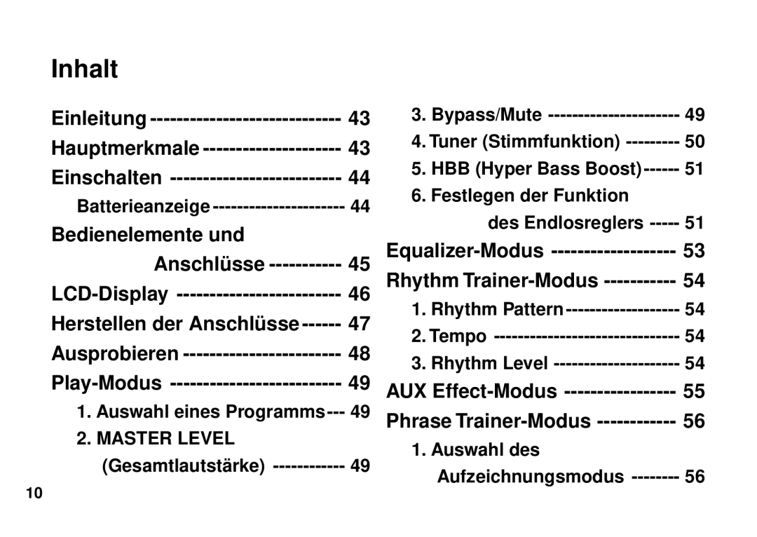 Korg PX3B manual Einschalten, Bedienelemente und Anschlüsse LCD-Display, Play-Modus, Equalizer-Modus, AUX Effect-Modus 