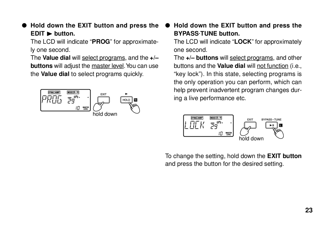 Korg PX3B manual LCD will indicate Prog for approximate- ly one second 