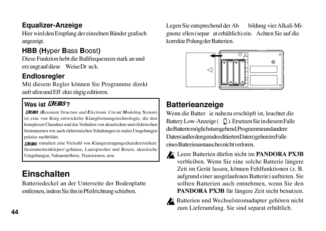 Korg PX3B manual Equalizer-Anzeige, Was ist ? 