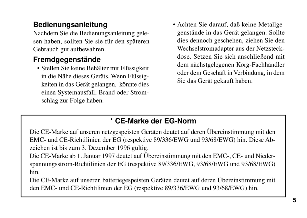 Korg PX3B manual Bedienungsanleitung 