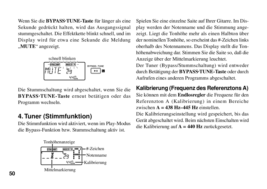 Korg PX3B manual Kalibrierung Frequenz des Referenztons a 