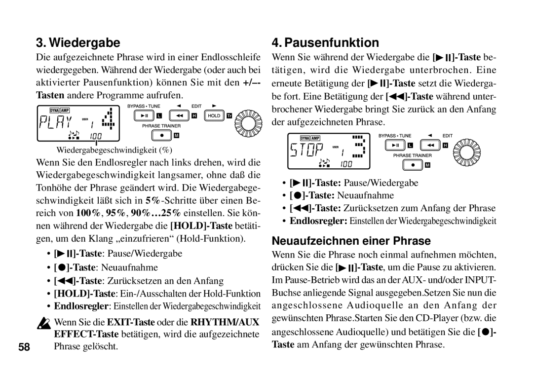 Korg PX3B manual Taste Neuaufnahme 