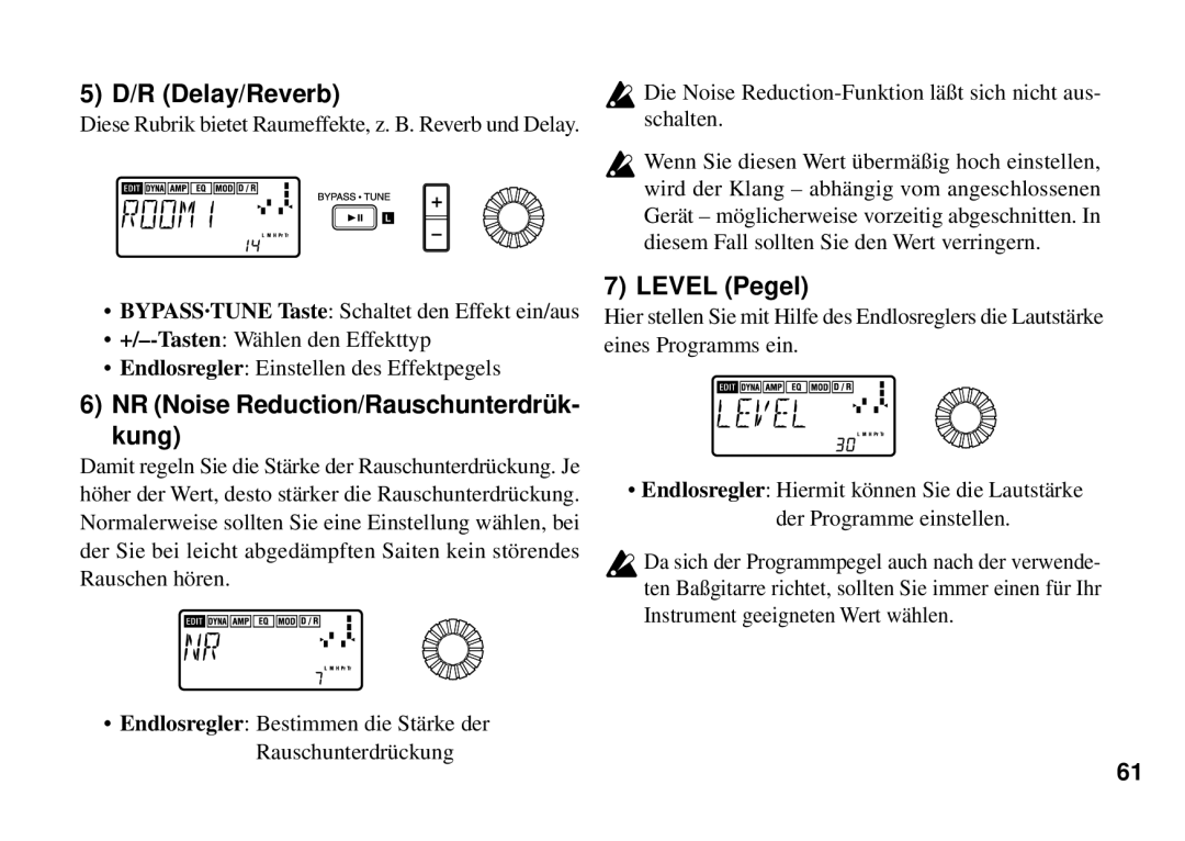 Korg PX3B manual R Delay/Reverb 