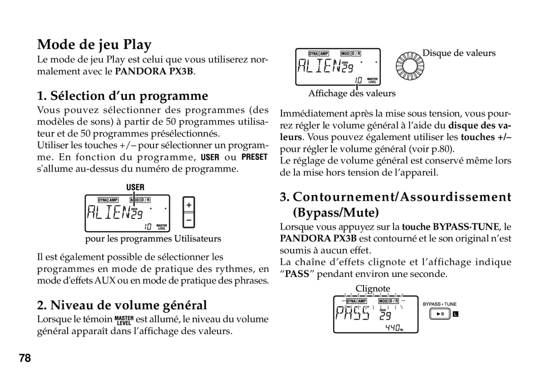 Korg PX3B manual Sélection d’un programme 