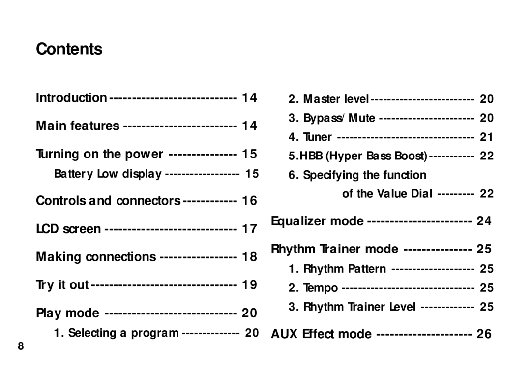 Korg PX3B manual Contents 