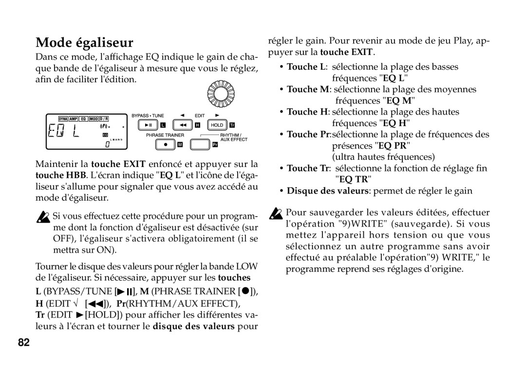 Korg PX3B manual Mode égaliseur 