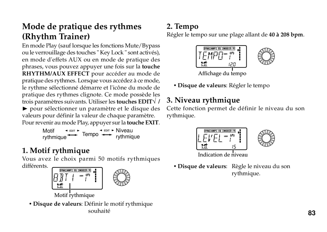 Korg PX3B manual Motif rythmique 