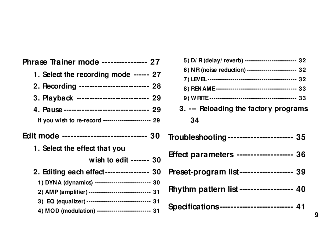 Korg PX3B manual Phrase Trainer mode 