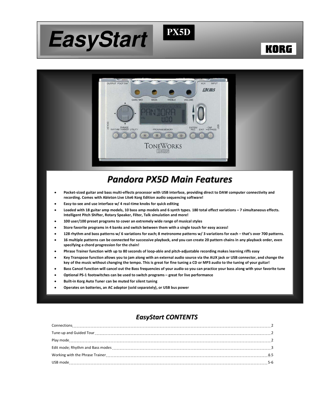 Korg manual EasyStart PX5D 