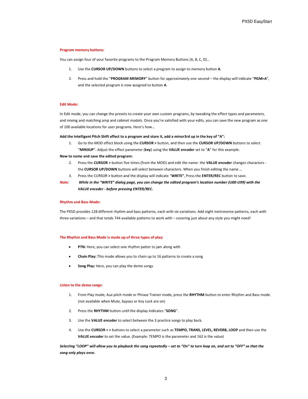 Korg PX5D manual Value encoder ‐ before pressing ENTER/REC 