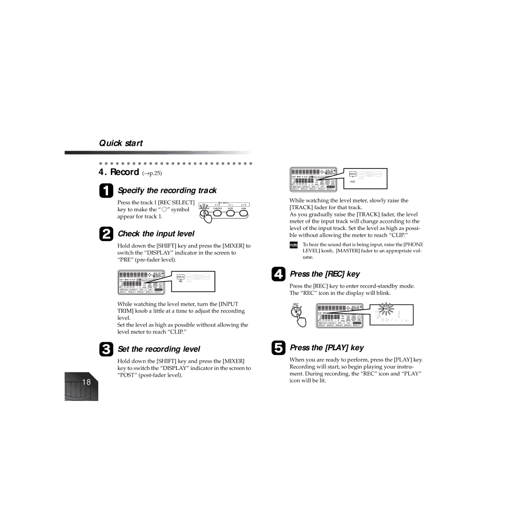 Korg PXR4 owner manual Record → p.25, Check the input level 