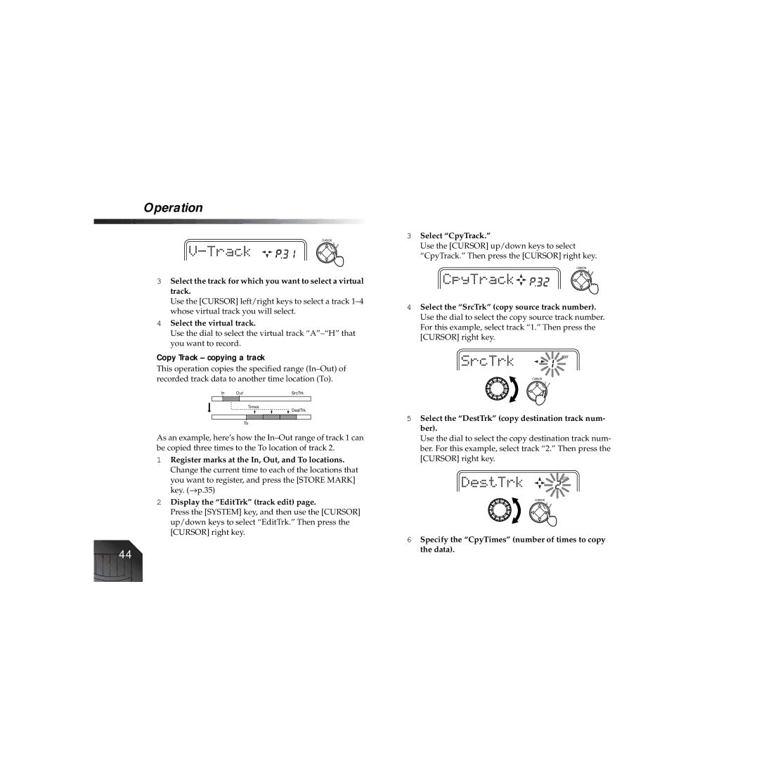 Korg PXR4 owner manual Copy Track copying a track 