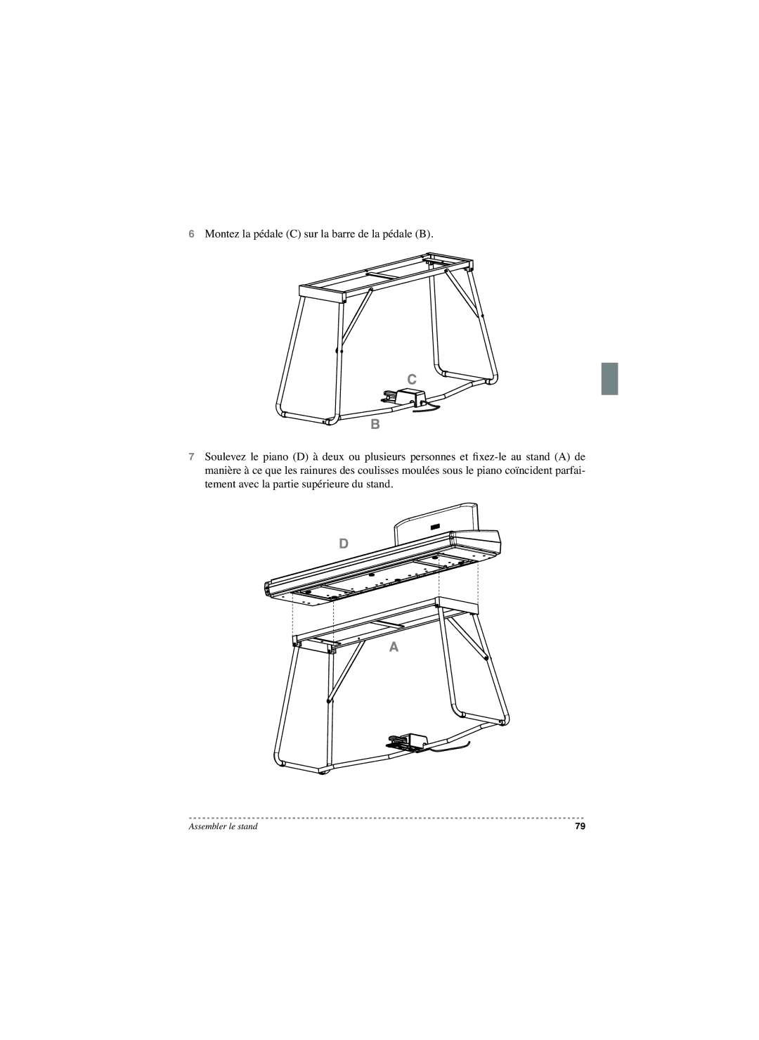 Korg SP-250 manual Assembler le stand 