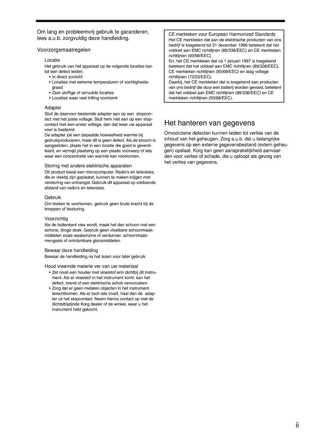 Korg Sp-500 manual Het hanteren van gegevens 