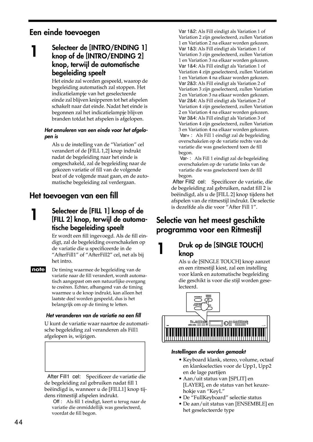 Korg Sp-500 manual Een einde toevoegen, Het toevoegen van een ﬁll 