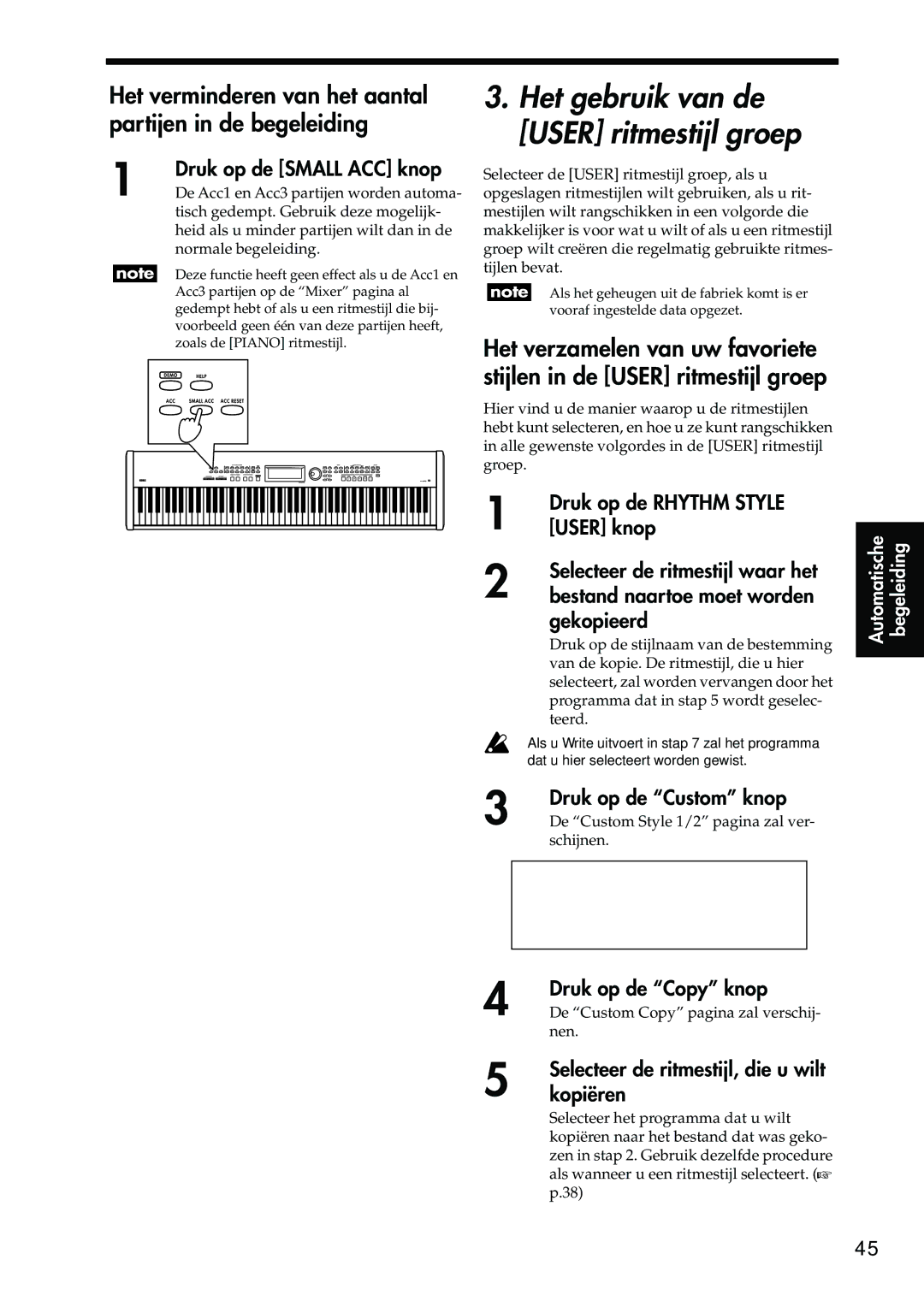 Korg Sp-500 manual Het verminderen van het aantal partijen in de begeleiding 