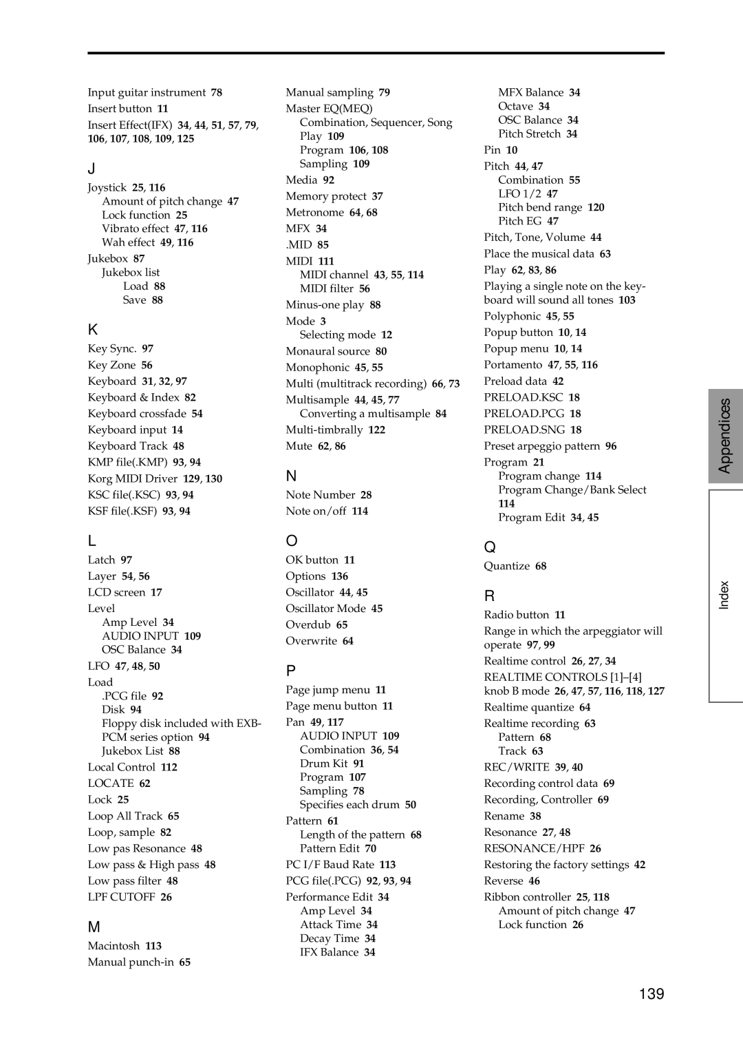 Korg Speaker System owner manual 139, 114 