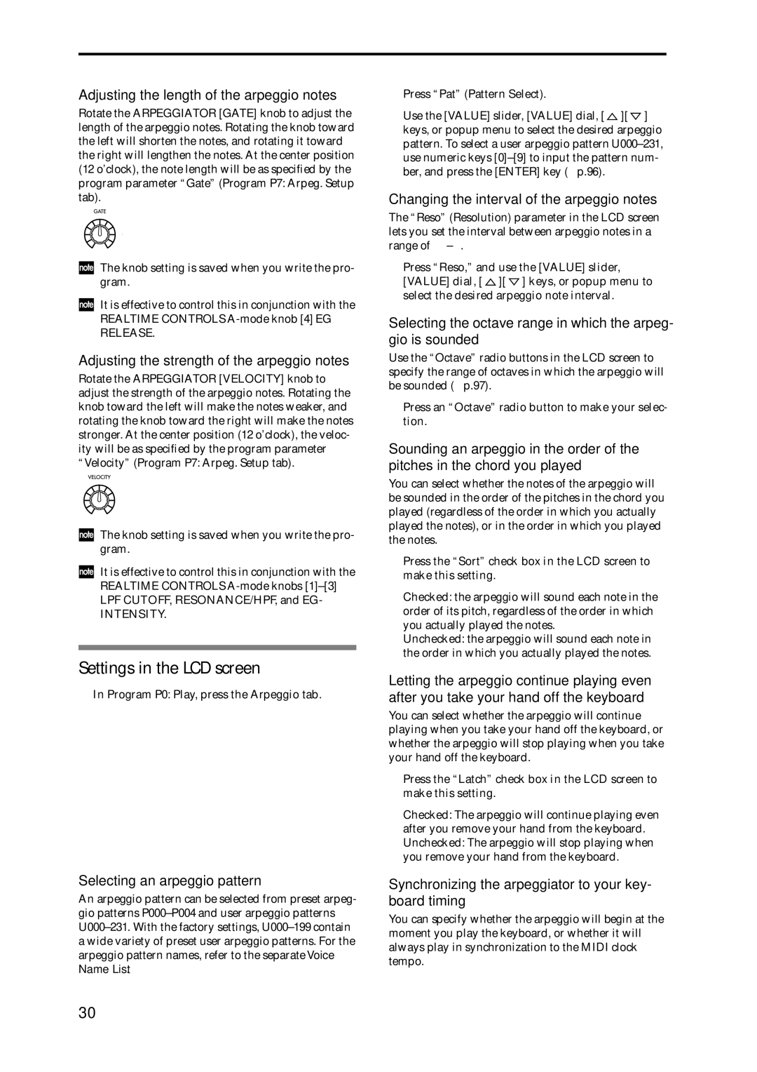 Korg Speaker System owner manual Settings in the LCD screen 