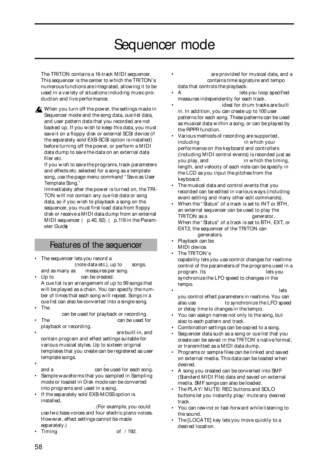 Korg Speaker System owner manual Sequencer mode, Features of the sequencer, Timing resolution is a maximum of /192 