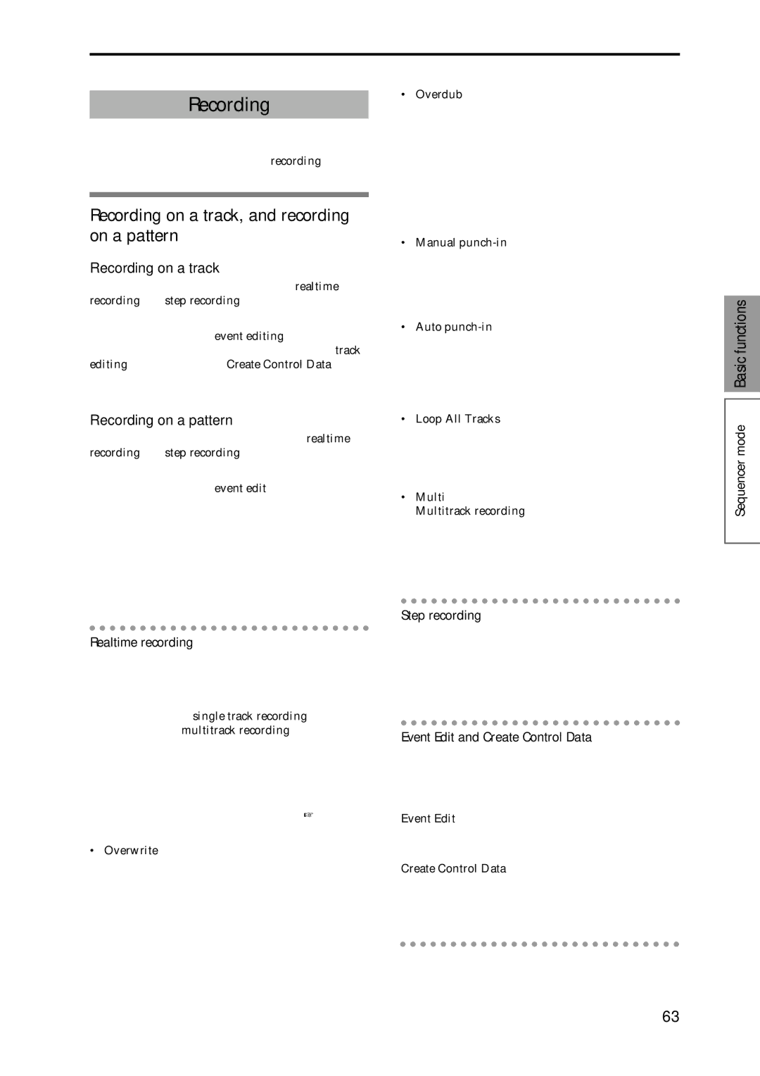 Korg Speaker System owner manual Recording on a track, and recording on a pattern, Recording on a pattern 