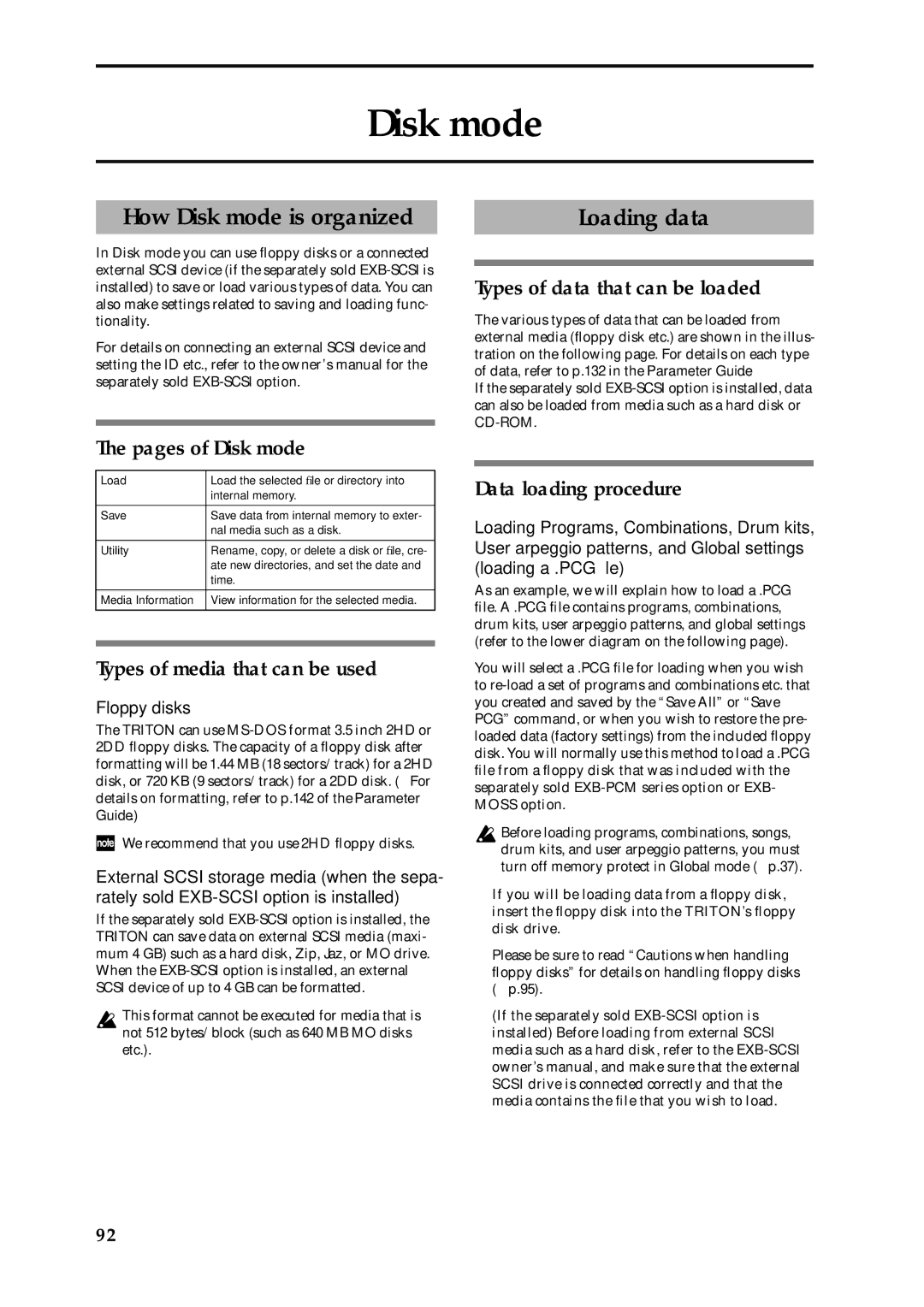 Korg Speaker System owner manual How Disk mode is organized, Loading data 