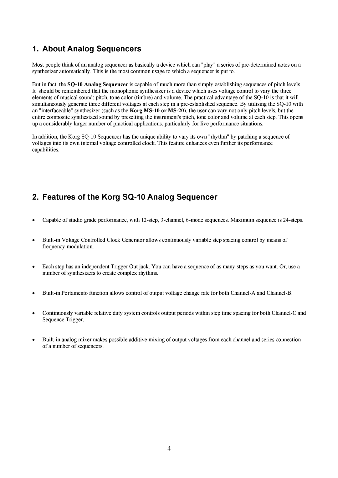 Korg user manual About Analog Sequencers, Features of the Korg SQ-10 Analog Sequencer 