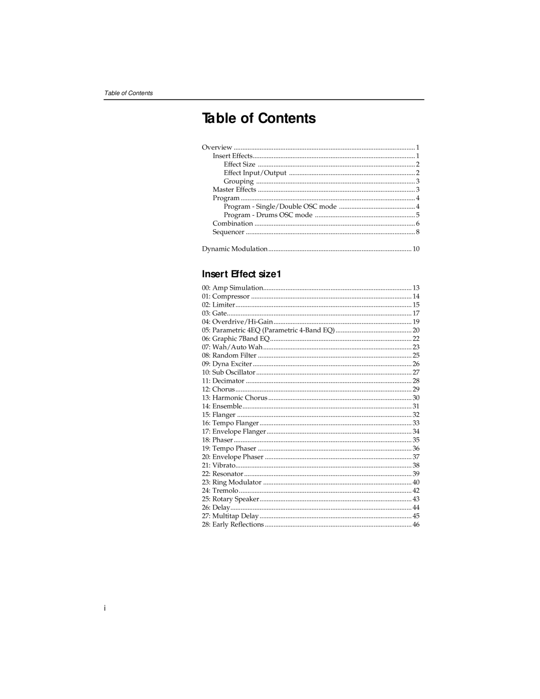 Korg Trinity ProX, Trinity Plus manual Table of Contents 