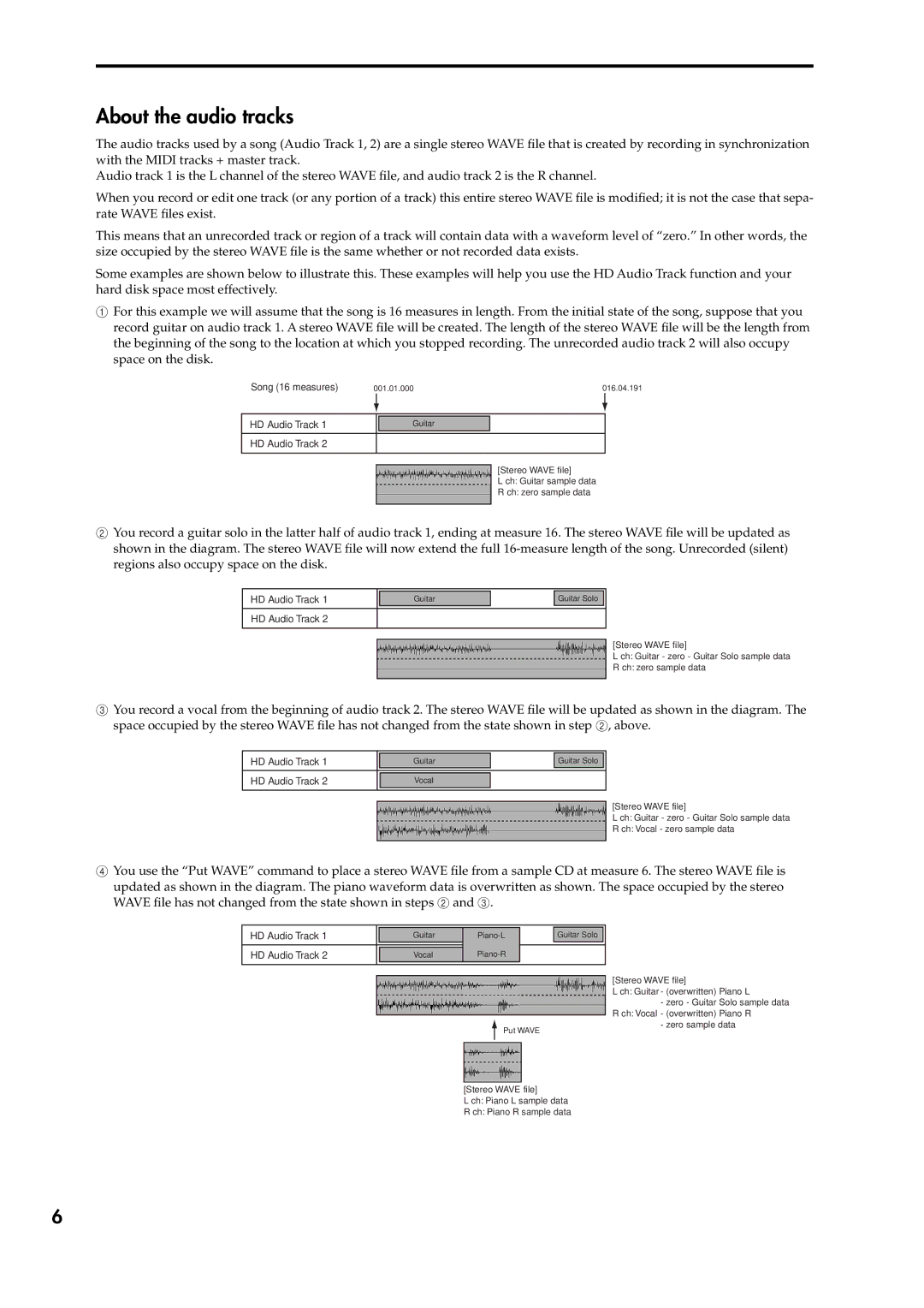 Korg V2 manual About the audio tracks 