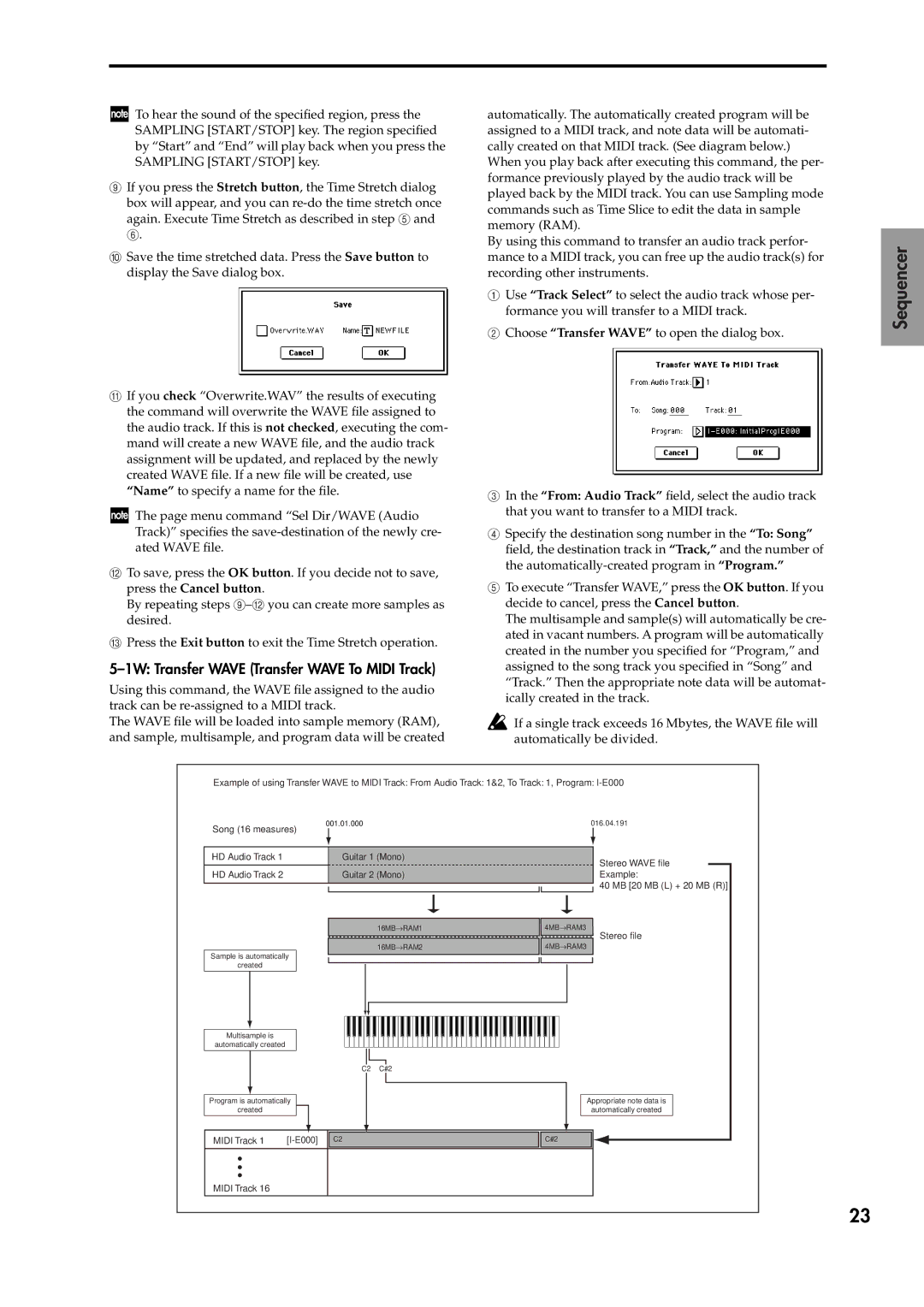 Korg V2 manual 1W Transfer Wave Transfer Wave To Midi Track, Stereo file 