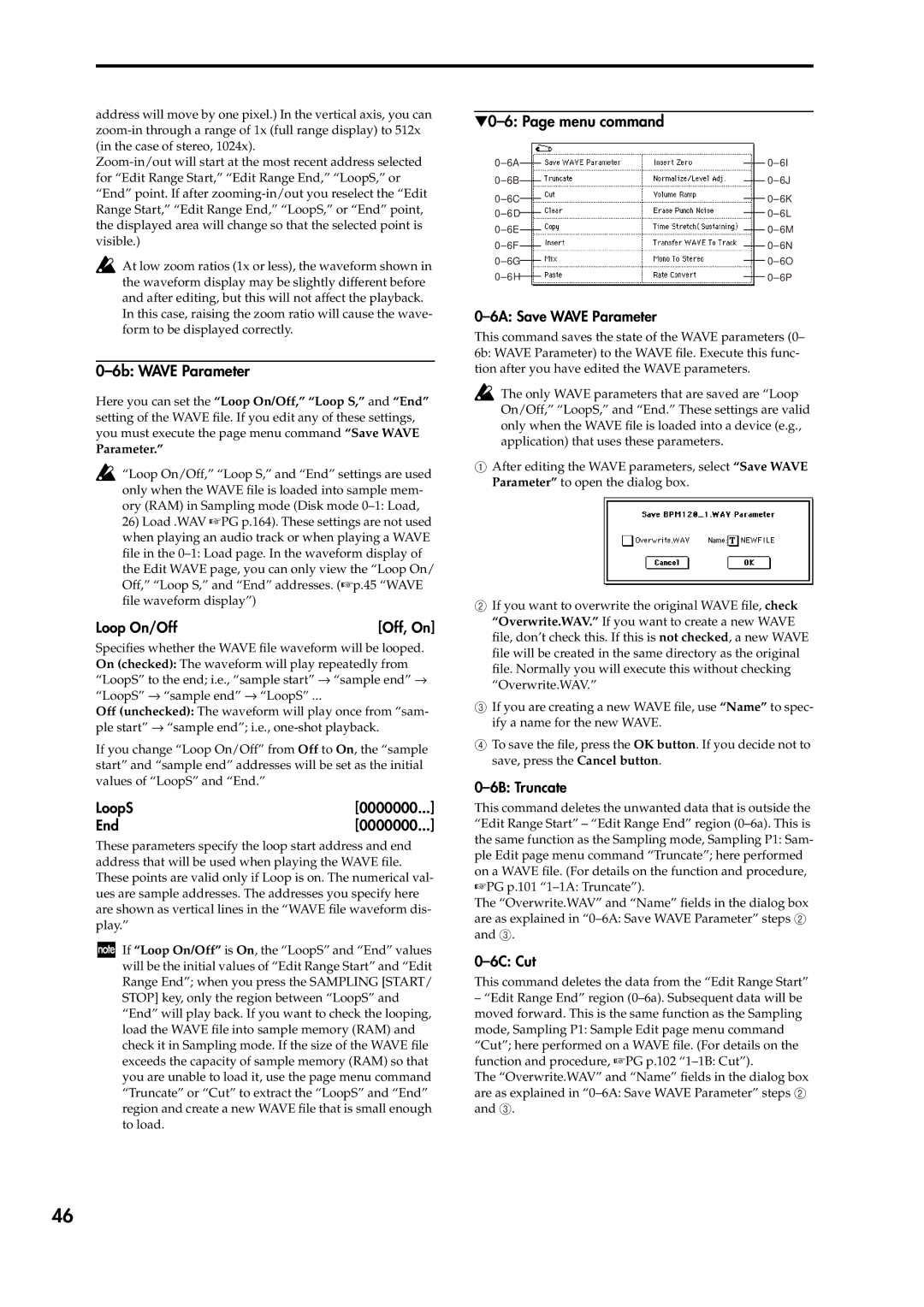 Korg V2 manual 6b Wave Parameter 