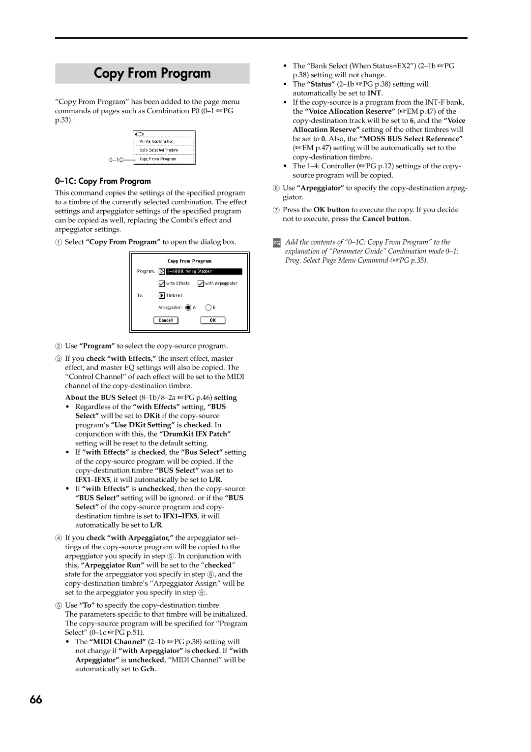 Korg V2 manual 1C Copy From Program 