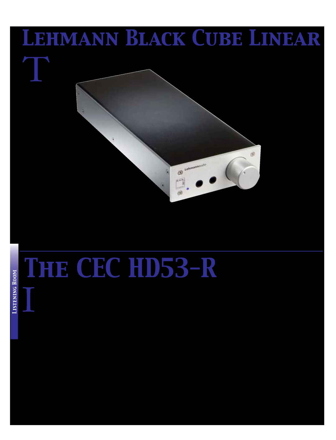 Koss 76 manual THE CEC HD53-R, Lehmann Black Cube Linear 