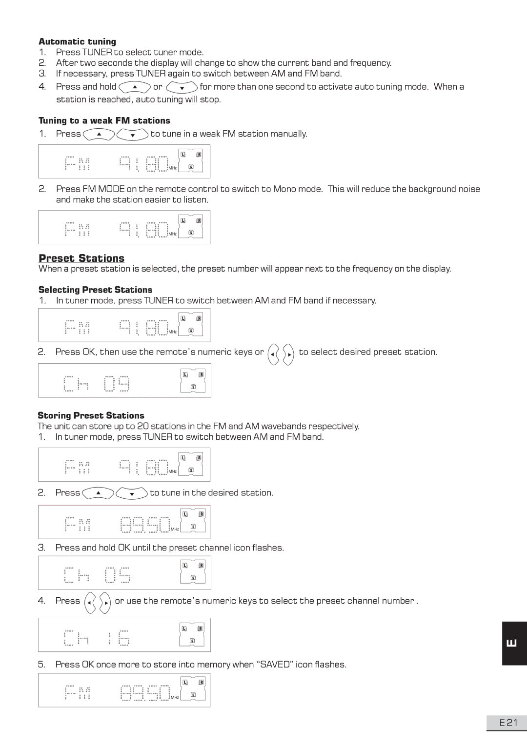 Koss KS3101A-2 instruction manual Preset Stations 