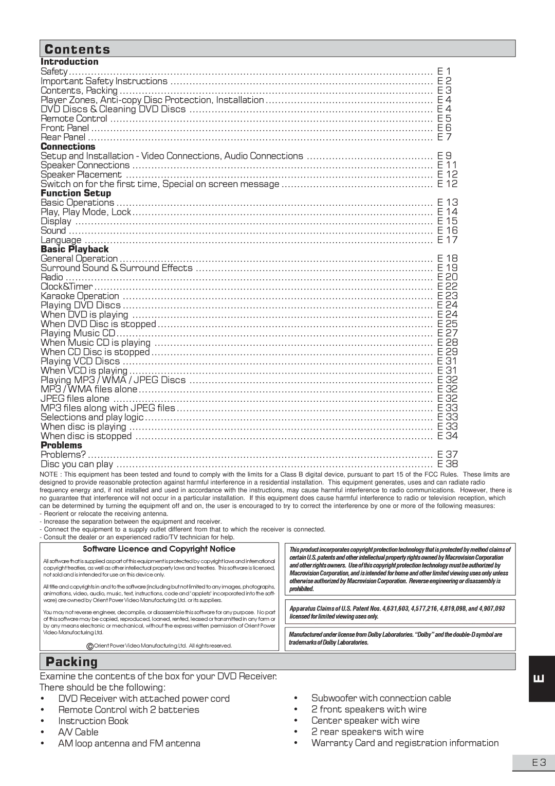 Koss KS3101A-2 instruction manual Contents, Packing 