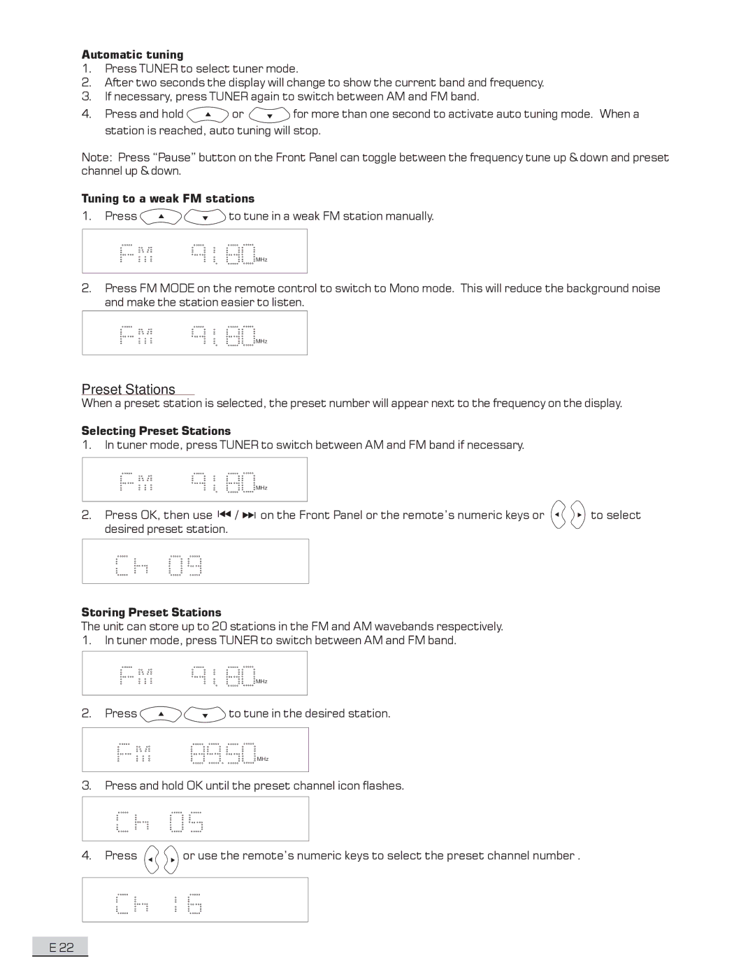 Koss KS4192 manual Preset Stations 