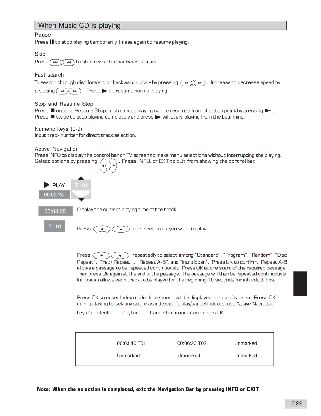 Koss KS4192 manual When Music CD is playing, Pause, Numeric keys 