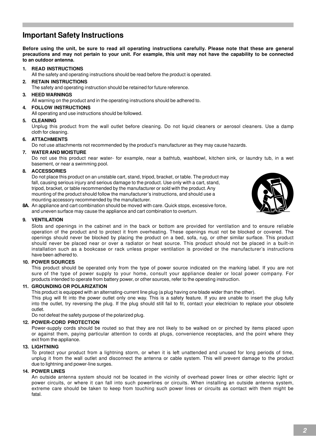 Koss KS4380-2 manual Important Safety Instructions, Cleaning 