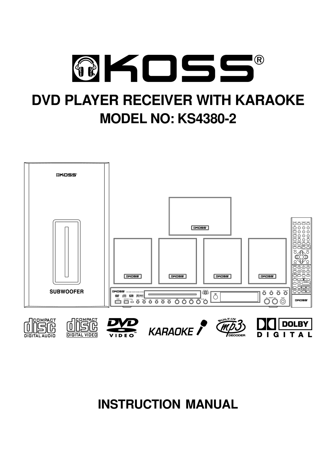 Koss KS4380-2 manual DVD Player Receiver with Karaoke 