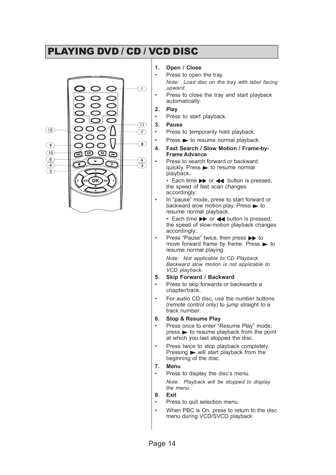 Koss KS5121 manual Playing DVD / CD / VCD Disc 