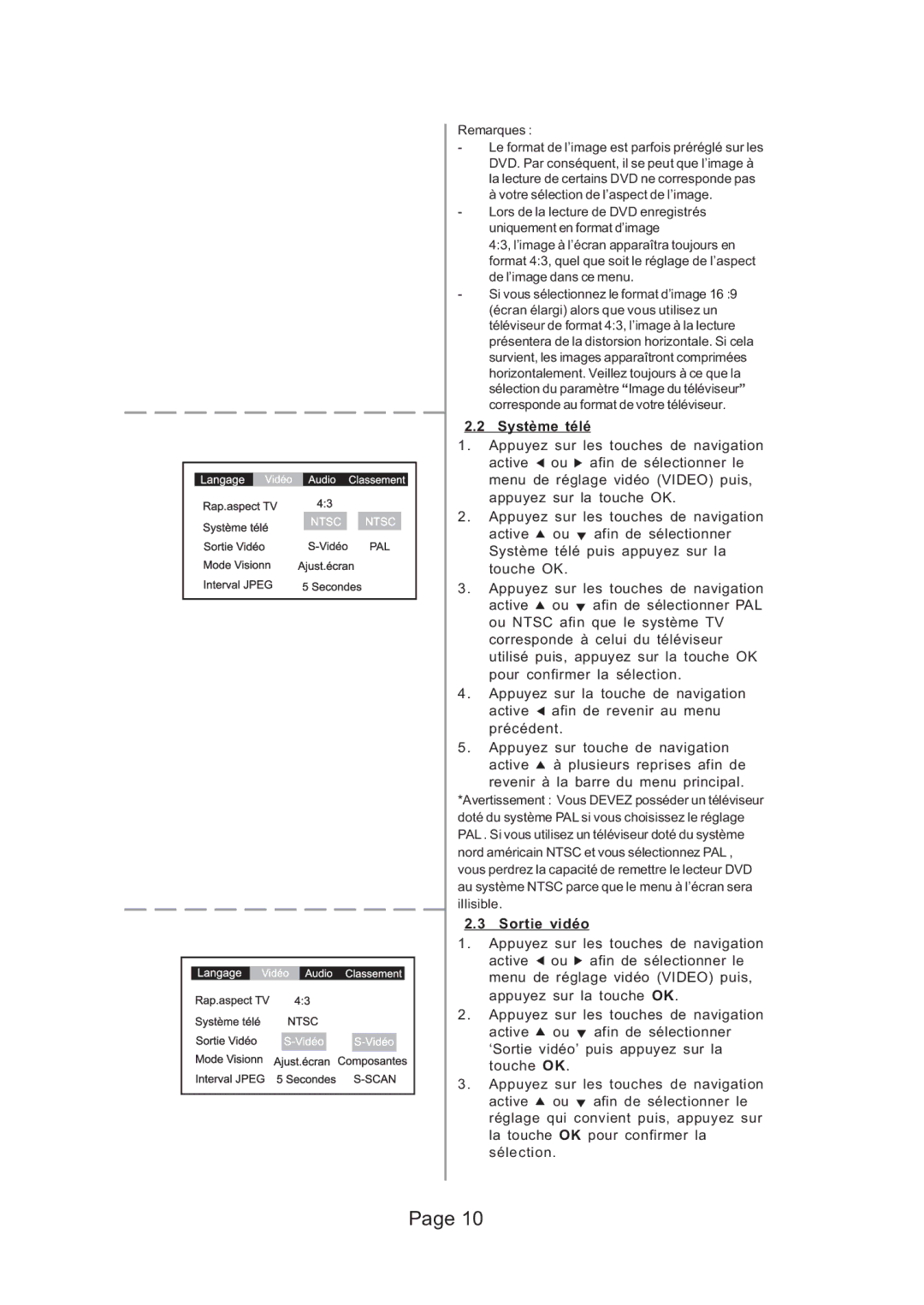 Koss KS5121 manual Système télé, Sortie vidéo 