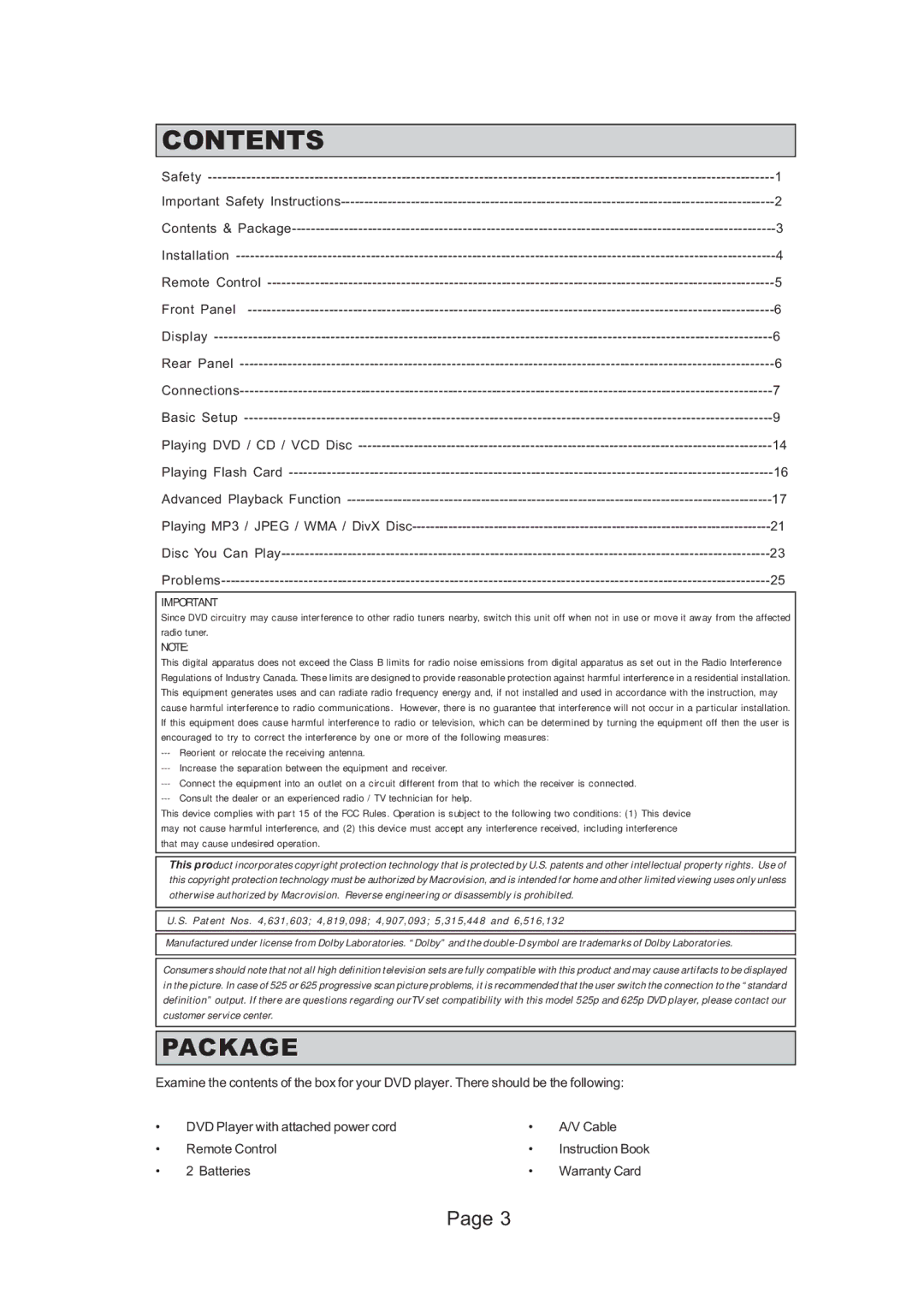 Koss KS5121 manual Contents 