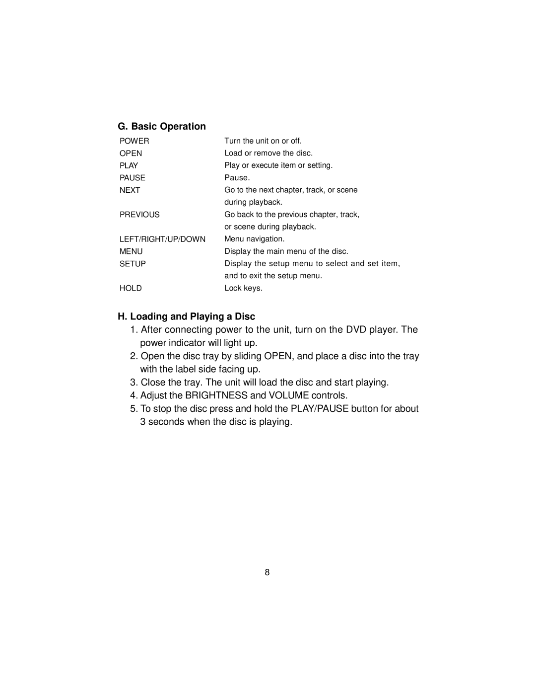 Koss KS5429-2 owner manual Basic Operation, Loading and Playing a Disc 