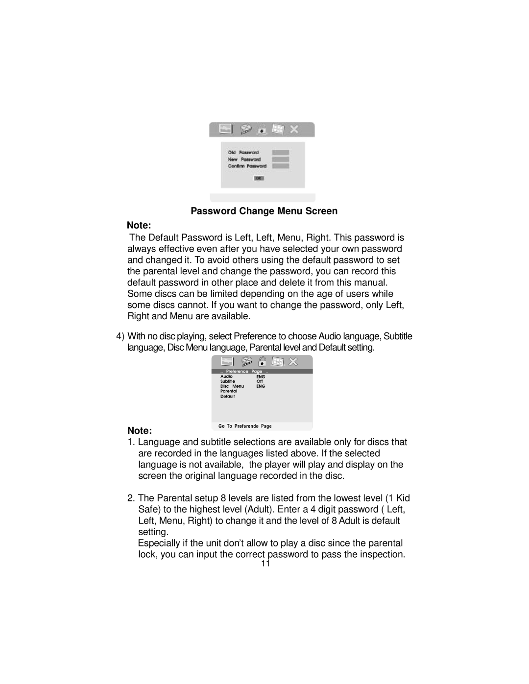 Koss KS5429-2 owner manual Password Change Menu Screen 