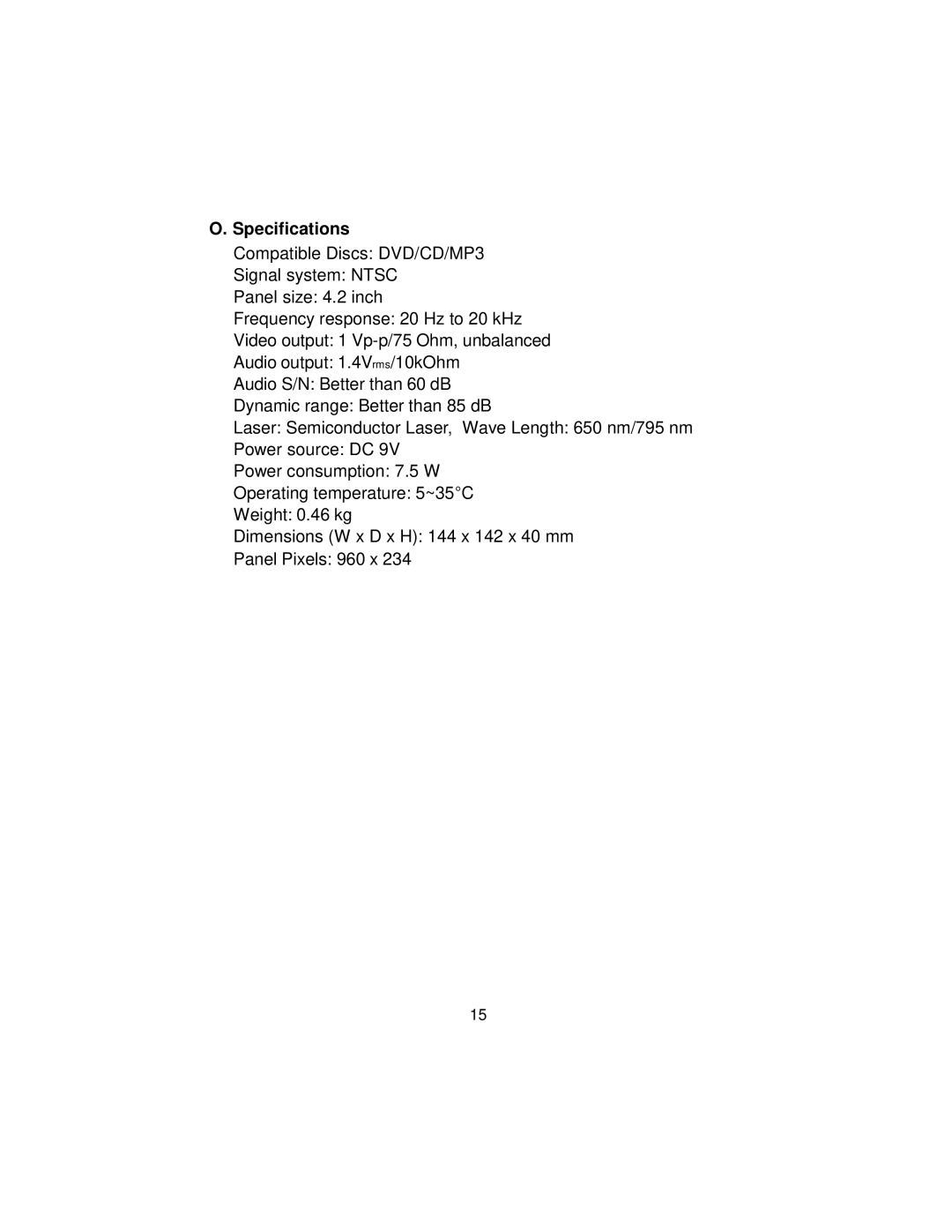 Koss KS5429-2 owner manual Specifications 