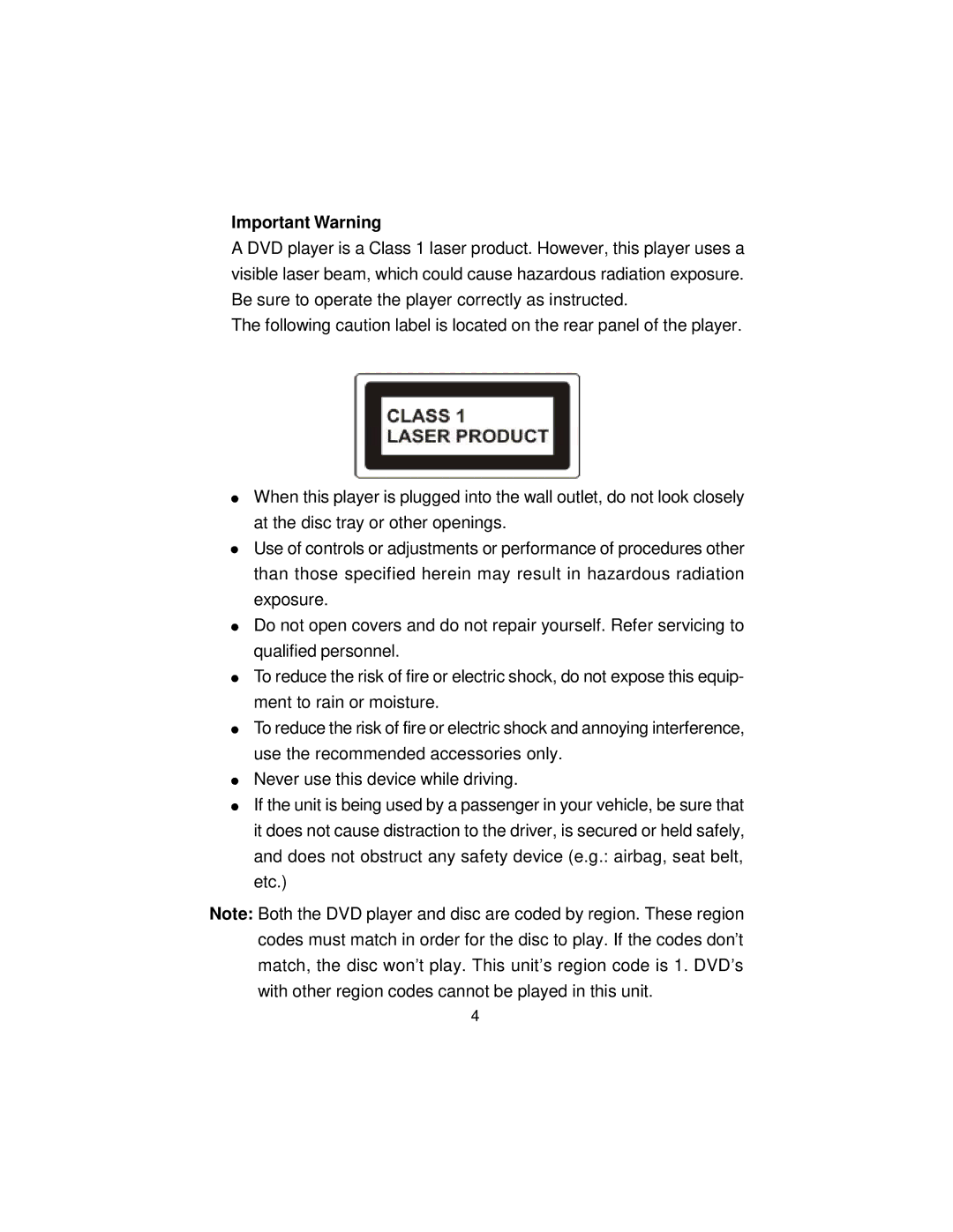 Koss KS5429-2 owner manual Important Warning 